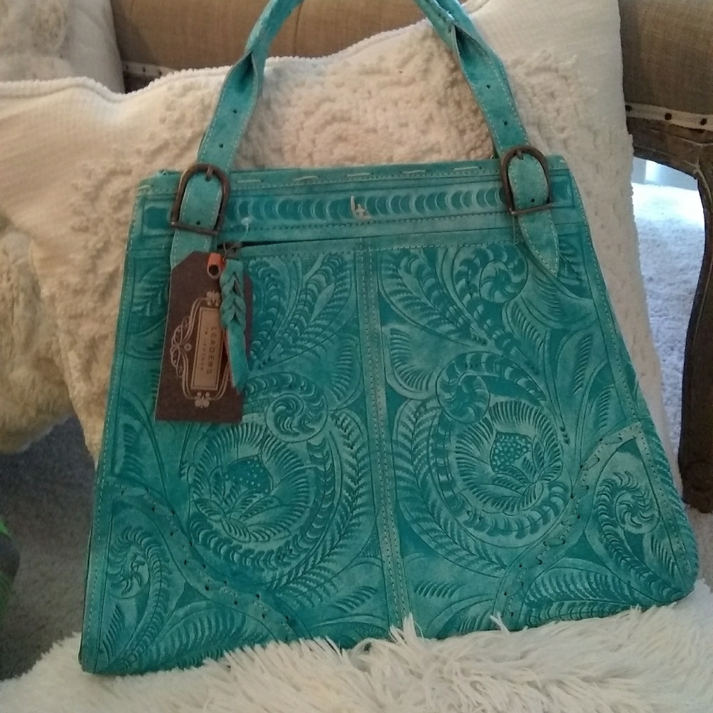 NEW Authentic leather carved bag